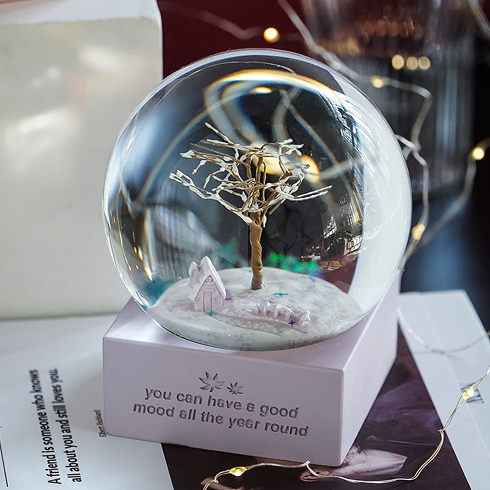 

Crystal Ball Music Box Ins Snow Globe Glass Creative Cartoon Girl Nordic Style Ornament for Birthday Gift Home Desktop Decor