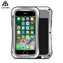 Love Mei Metal Case For iPhone 6 6s Shockproof Phone Case Cover For iPhone 7 8 Plus Plus Small Waist Rugged Anti-Fall Armor Case