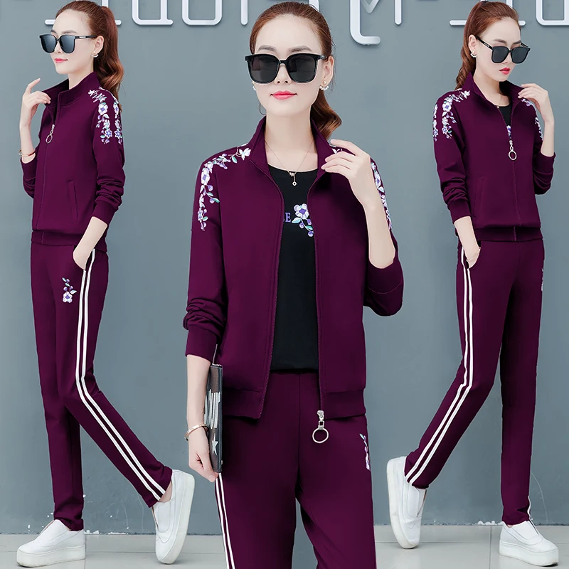 Женские спортивные костюмы толстовки топы спортивный костюм комплект из 3