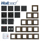 Настенная розетка с деревянным дизайном, Бесплатная комбинация, S6 Wallpad, Роскошный металлический каркас, розетка электропитания с USB