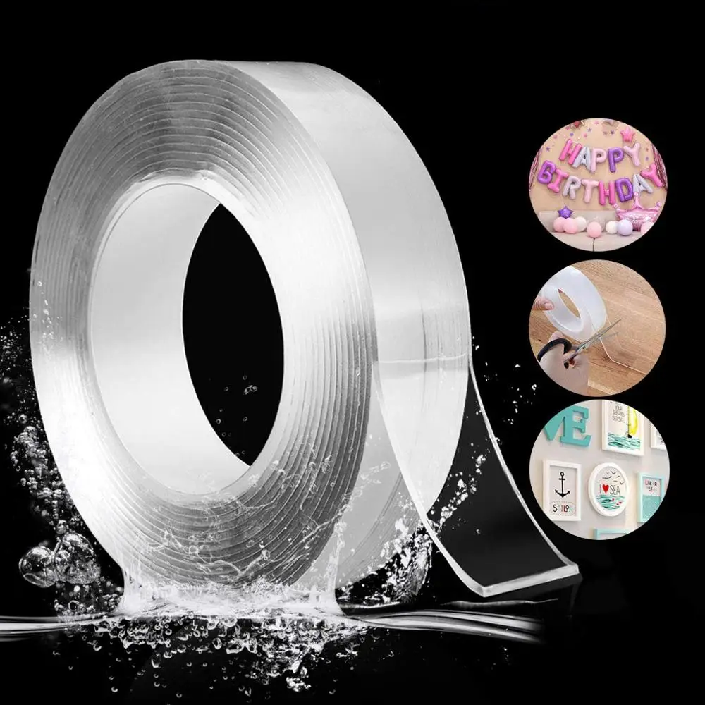 

1/3/5M Nano Tape Double Sided Tape Transparent Adhesive Traceless Tape Reusable Waterproof Wall Door Sticky Tape Glue