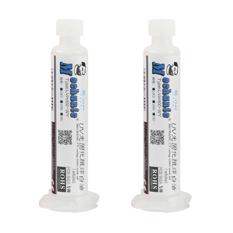 2 шт. Белый УФ поток маска + иглы лампа 10CC для монтажа на печатной платы защиты