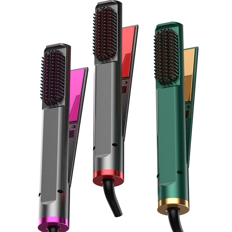 

2020 newest Professional Ceramic Hair Straightener Fast Heating Hair Flat Iron Vapor comb brush