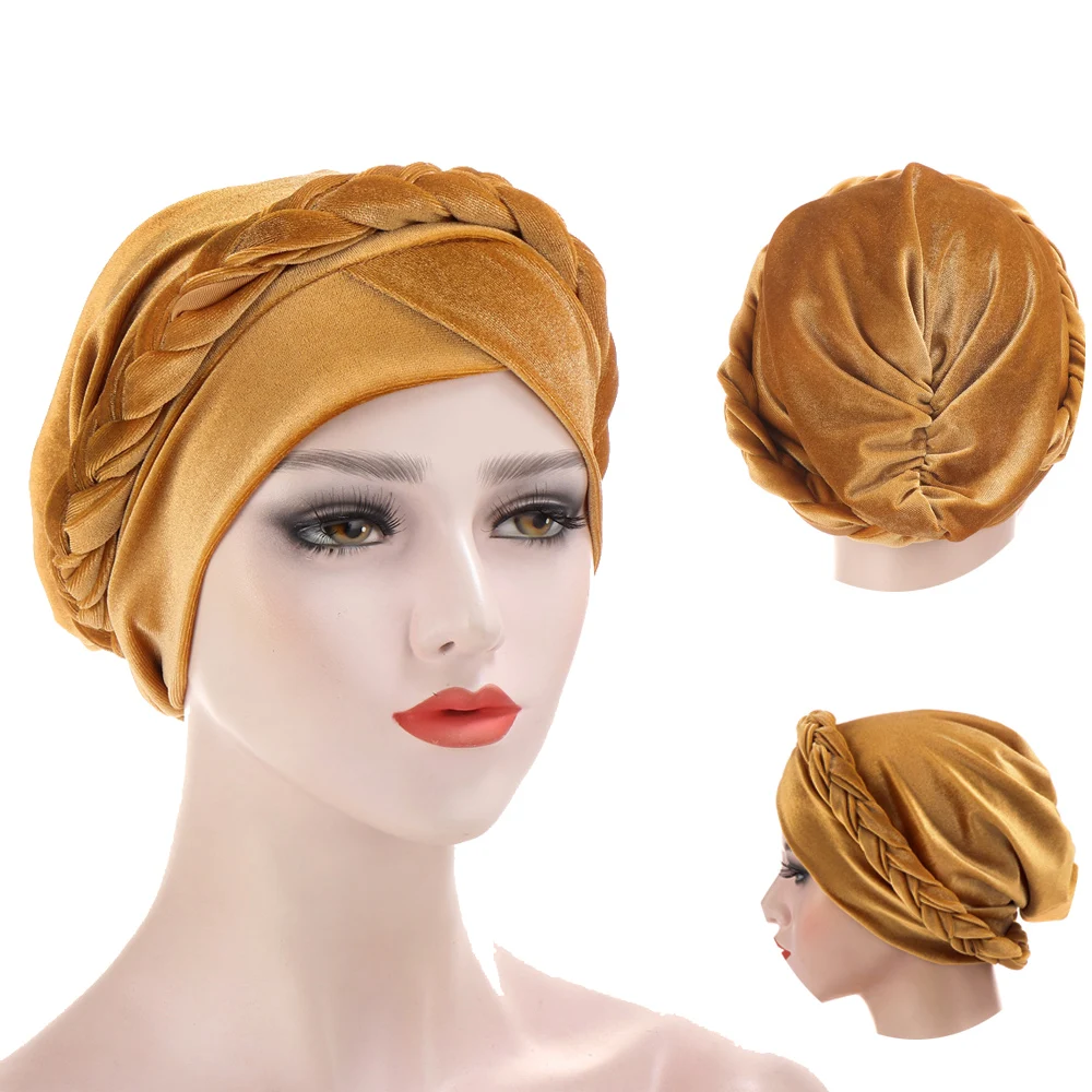 

Модный бархатный женский тюрбан, шапки с перекрестной тесьмой, Женская обтягивающая Двусторонняя одежда, тюрбаны для хиджаба