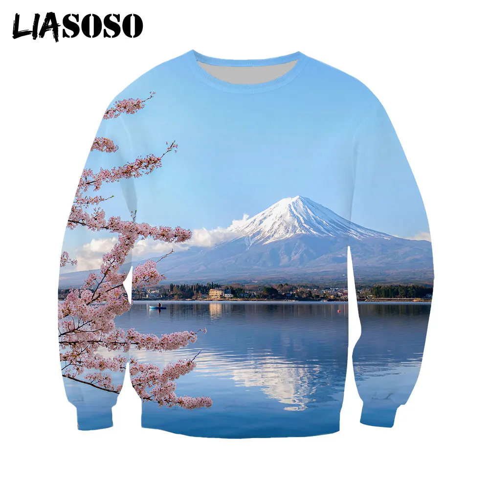 

LIASOSO 3D PrintJapan Pink Cherry Blossom Hoodie Men Women Autumn Casual Hip Hop Long Sleeve Sweatshirt Harajuku Pullover Tops