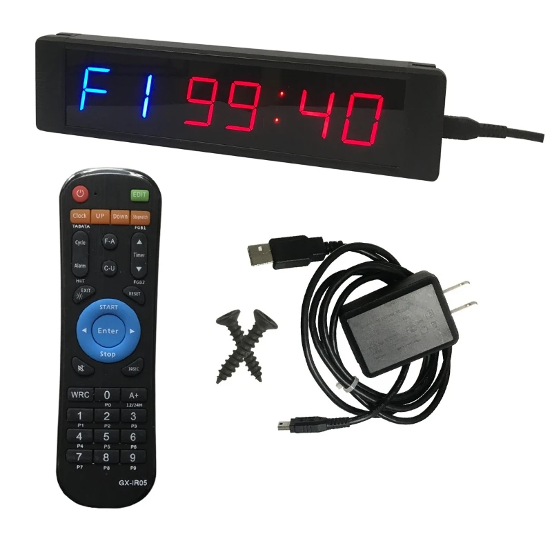 

Gym Timer Stopwatch with Remote for Gym Fitness Training Ideal Interval Timer Clock with Wall Mount Brackets C7AD