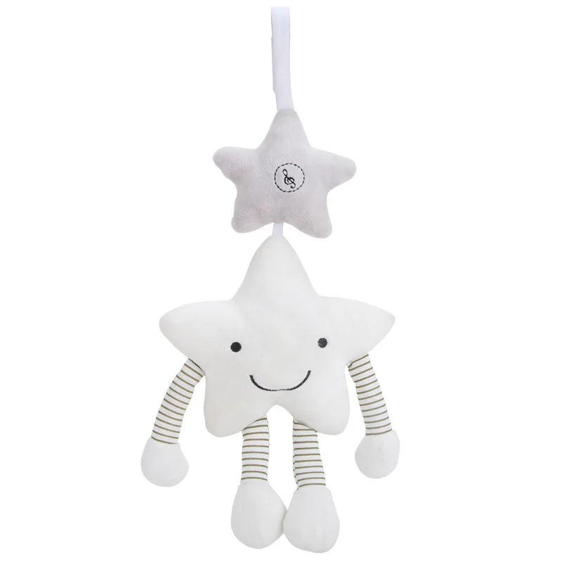 

High Quality White Pentastar Music Pendant Sound Baby Car Hanging Bedbell Accompany Toys Stroller Toy for Crib Baby Rattle Toys
