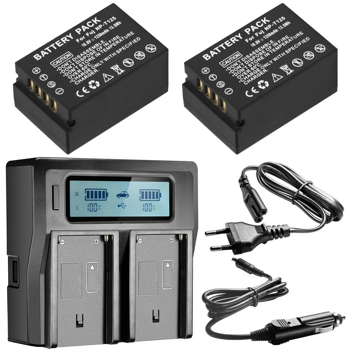 Два 1250mAh NP-T125 NP T125 батареи камеры+ lcd быстрое двойное зарядное устройство для цифровой камеры Fujifilm Fuji GFX50S GFX50R