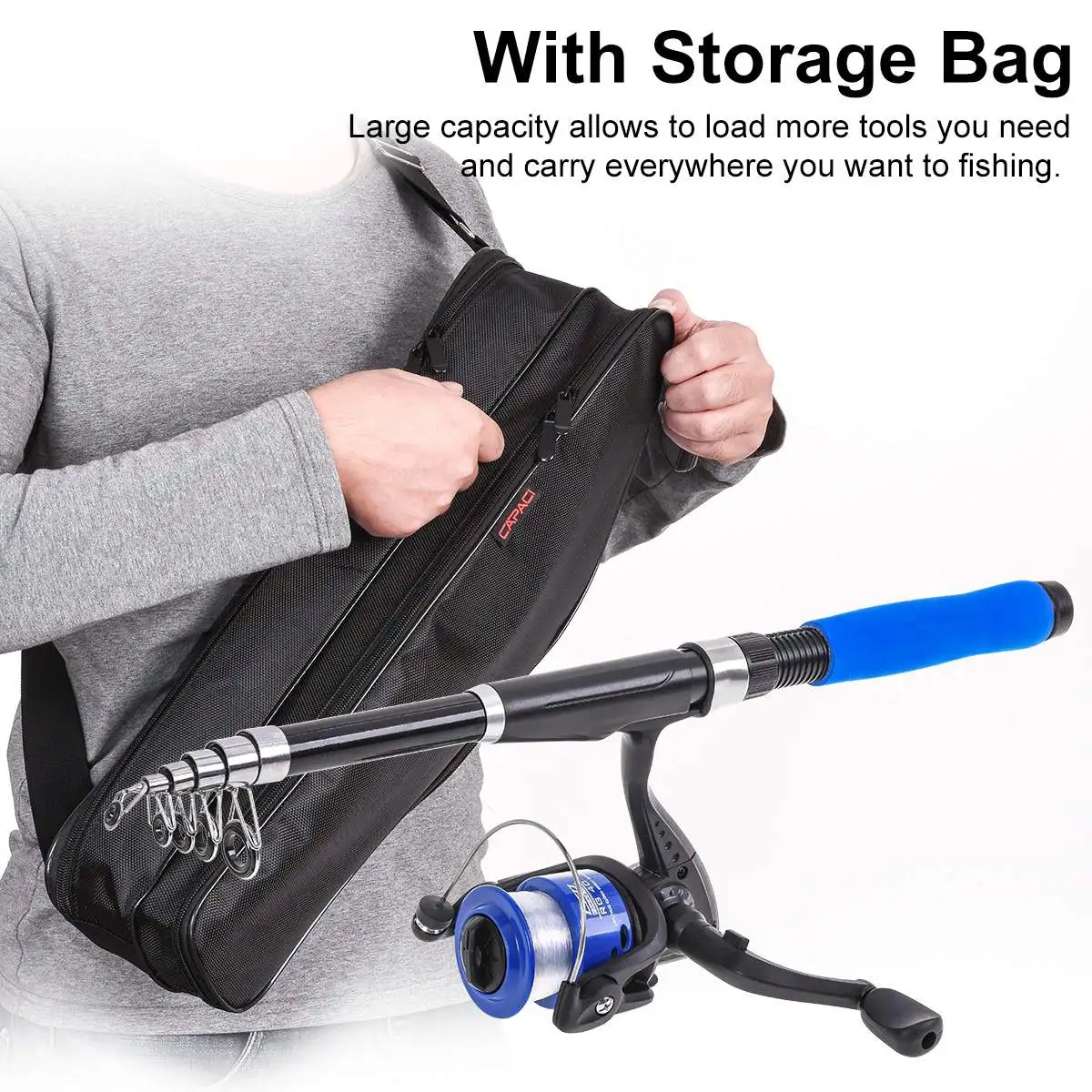 

2.1M Portable Fishing Lures Saltwater Freshwater Fishing Gear Travel Tackle Fishing Telescopic Pole for Family&Friends Gift