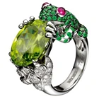 Женское кольцо на палец Milangirl, винтажное обручальное кольцо с зеленым фианитом в виде лягушки с кристаллами, в стиле бохо