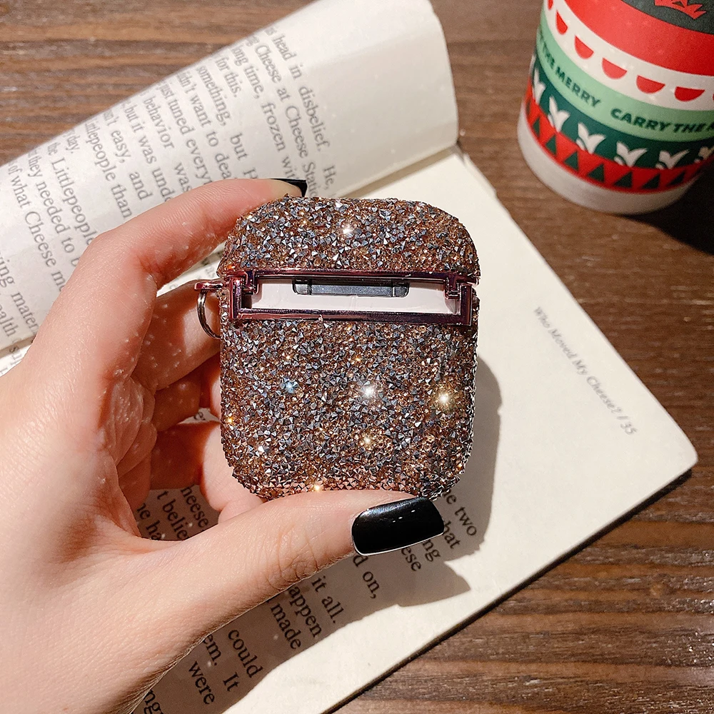 Блестящий жесткий чехол из поликарбоната для наушников Apple AirPods 2 1 роскошный