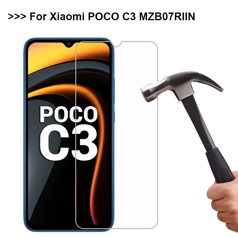

For POCO C3 Tempered Glass 100% Original 9H Explosion-proof LCD Protective Screen Protector For POCO C3 MZB07RIIN Phone Film