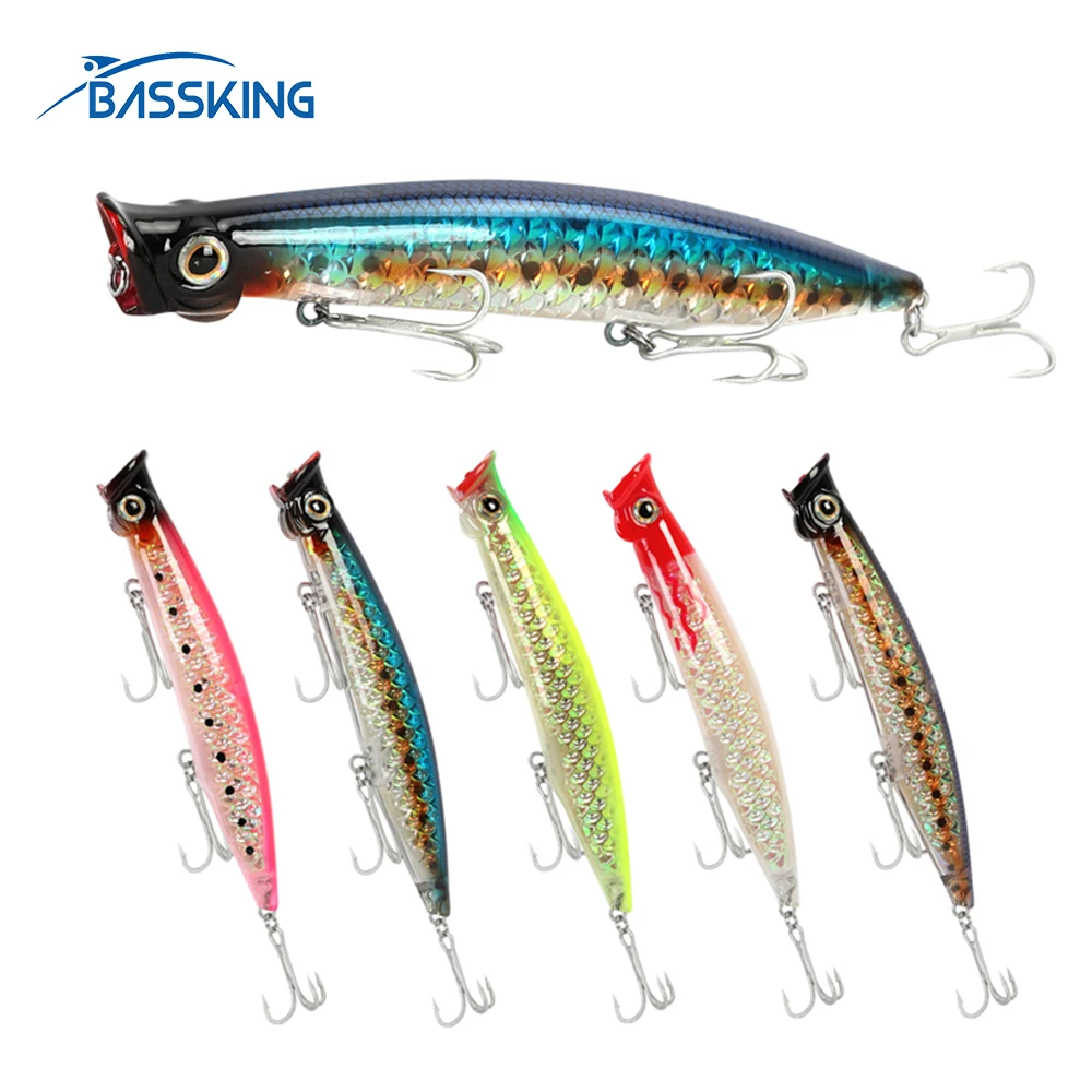 BASSKING Поппер приманки 110 мм/13 5 г плавающая приманка для рыбалки тройной крючок