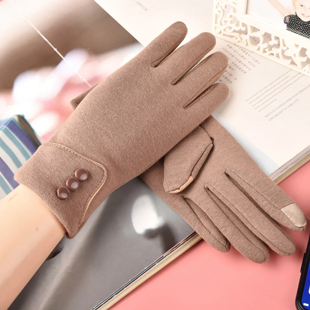 Winter Lady Gloves New 2019 Fashion Plus Velvet Leather Polyester For Women Solid Soft Fluffy High Quality 19Oct29 | Аксессуары для