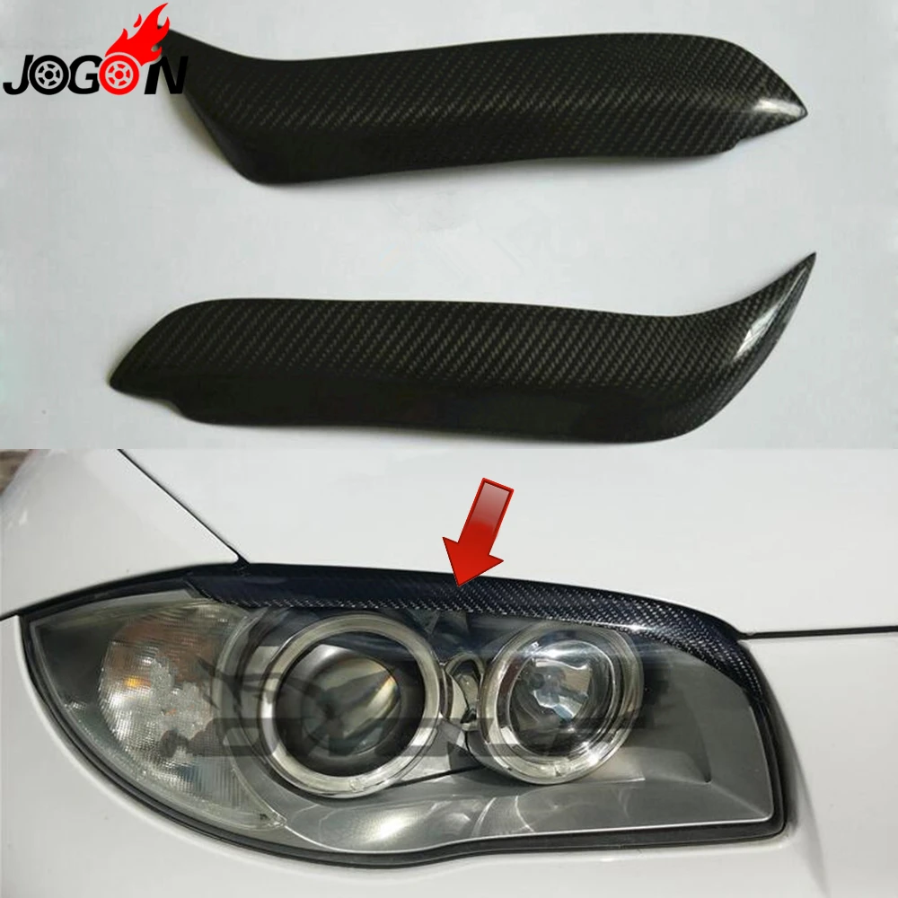 

For BMW 1 Series E81 E82 E87 E88 2004 - 2010 Car Front Head Light Eyelid Lamp Headlight Eyebrow Cover Trim Real Carbon Fiber