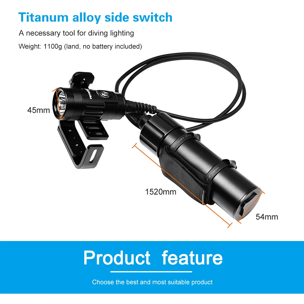 Asafee подводный светодиодный светильник для дайвинга 1500LM CREE XHP35 подводный 150 м профессиональный дайвинг вспышка светильник светодиодный светильник комплект