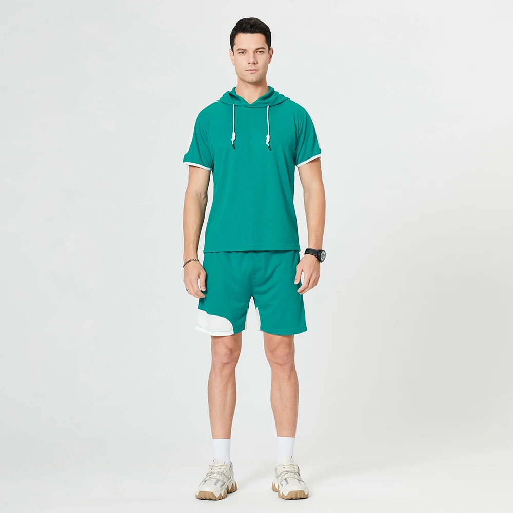 

2021 new summer men's round neck sports casual suit large size men's short sleeve T-shirt two-piece men