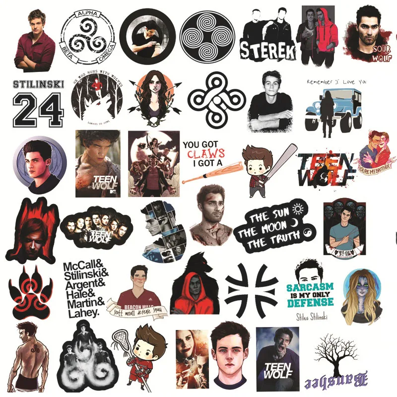 Pegatinas de la serie Teen Wolf para planificador, suministros de papeler&iacute;a para motocicleta, port&aacute;til, para patineta pegatina, 10/30/50 Uds.-2