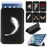 universal tablet bag case magnet pack 7 8 10 10 1 inch sleeve stand cover pouch printed feather pu leather folio tablets holder