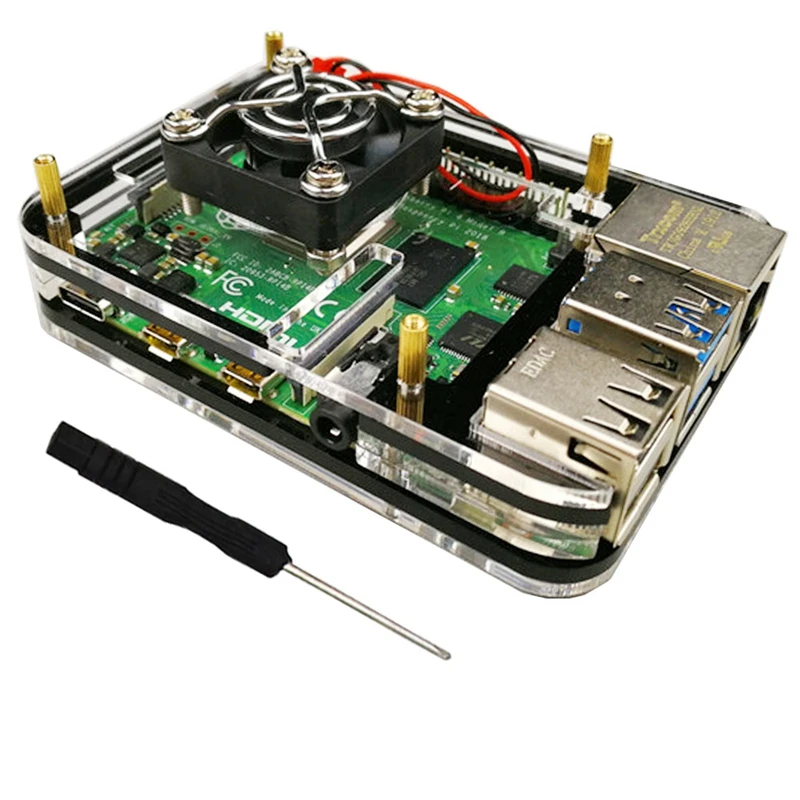 Для Raspberry Pi акриловый чехол с охлаждающим вентилятором для 4 Модель B | Электроника