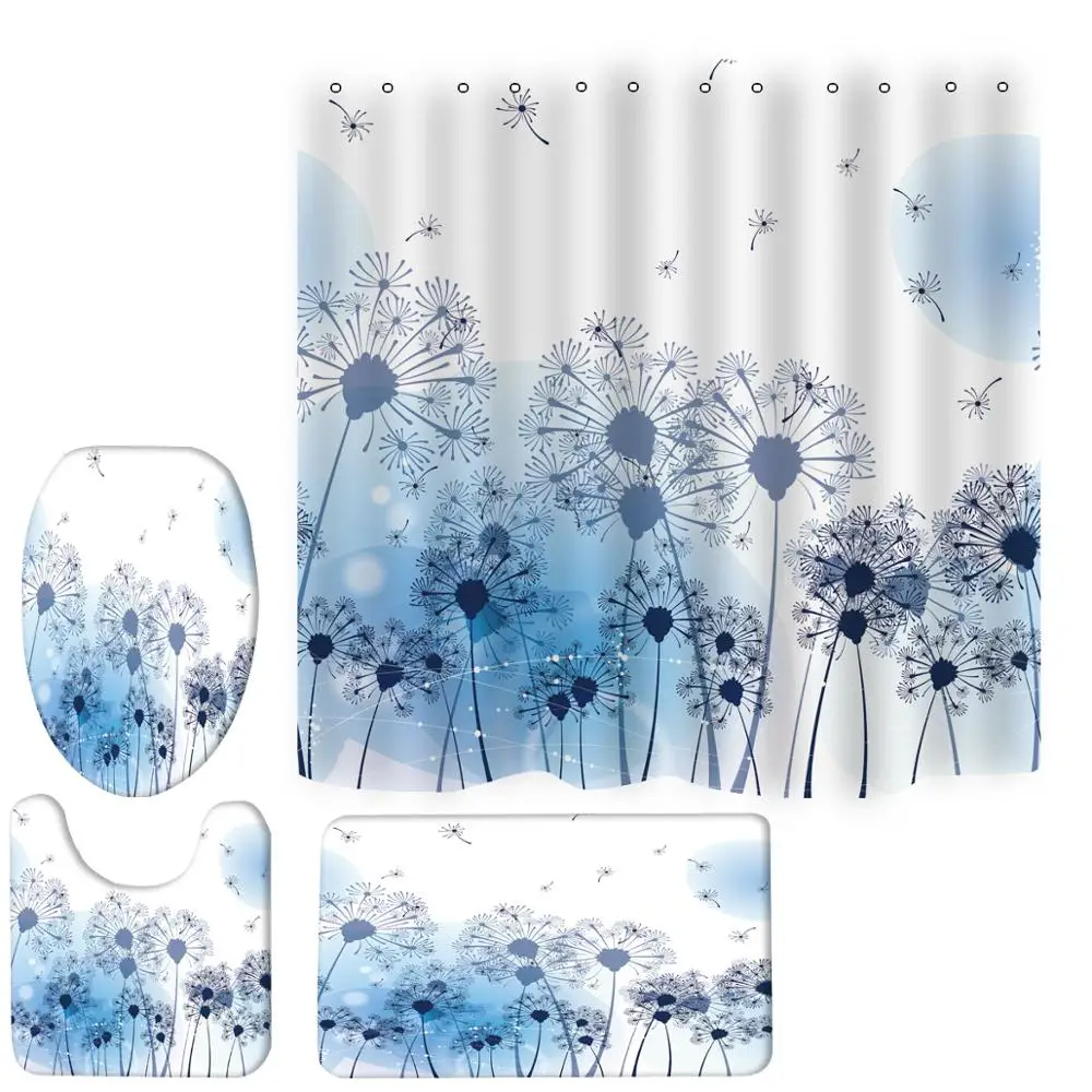 Простая Скандинавская голубая душевая занавеска из полиэстера с принтом