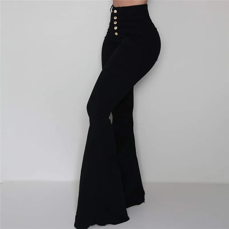 Elegant High Waist Trousers Fashion Single-breasted Simple Women Wild Casual Solid Color Wide Leg Pants For | Женская одежда
