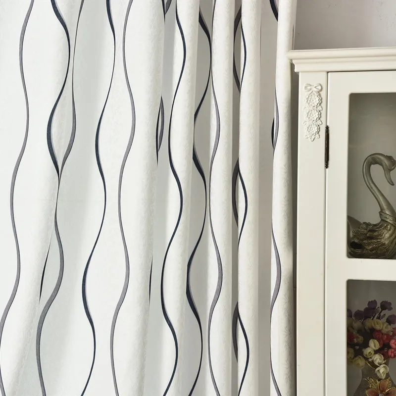 Серый шторы для гостиная Спальня современный с принтом в полоску Классический