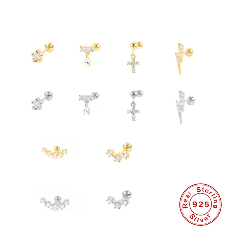 

MC 925 серебряные серьги 1 шт в виде геометрических фигур Алмазный Стерлинговое плата пирсинг серьги-гвоздики сережки в Корейском стиле; Летня...