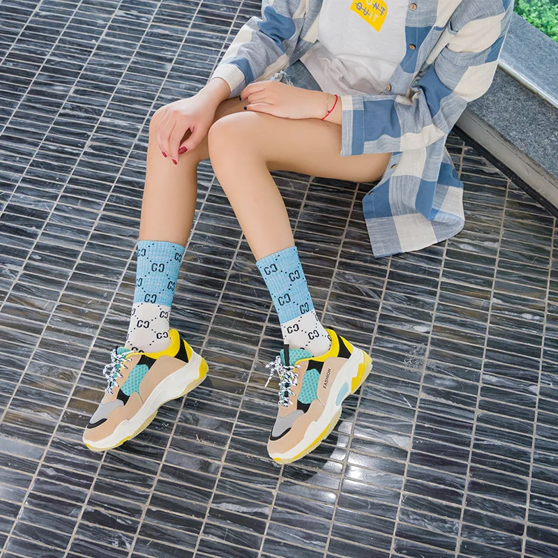 Японская мода женские носки с буквенным принтом взрослые хлопковые подходящие
