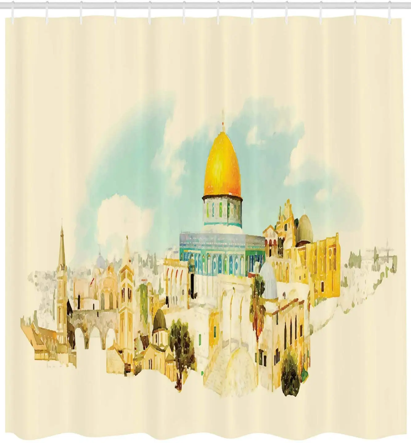 Восточный город занавеска для душа живопись абстрактный горизонтальный силуэт в