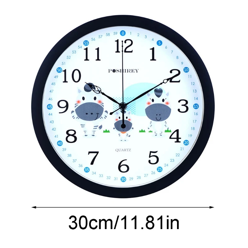 

Mute Wall Clock Simple Style Cartoon Milk Cow Pattern Clock Nursery Room Decor