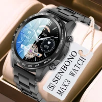 senbono 2021 new men smart watch max3 women 1 3 inch screen dial call music player heart rate monitor waterproof smartwatch