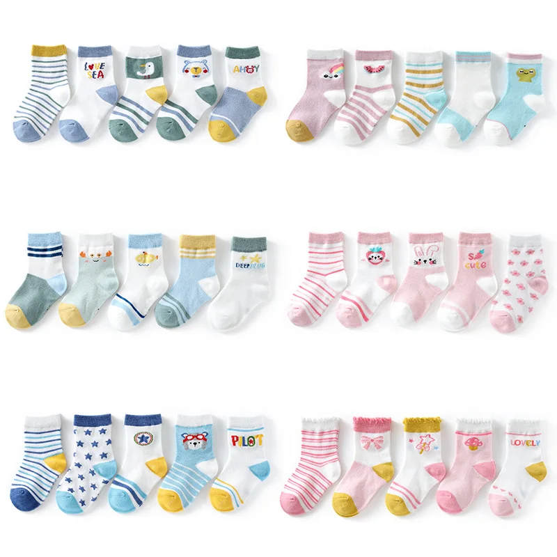 

Spring and Summer Breathable Children's Socks Thin Section Pure Medium Tube Mesh Socks Boys and Girls Baby Socks Cotton Socks