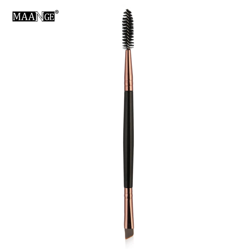7 цветов кисти для макияжа Duo Brow кисти для макияжа с деревянной ручкой двухсторонние плоские Угловые кисти для бровей pinceaux maquillage - Handle Color: Black-Coffee