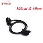 Плоский + тонкий 16Pin OBD 2 удлинитель для головок OBD2 16 Pin ELM327 Мужской Двойной Женский Y сплиттер локоть OBDII удлинитель соединительный кабель с разъемом кабеля