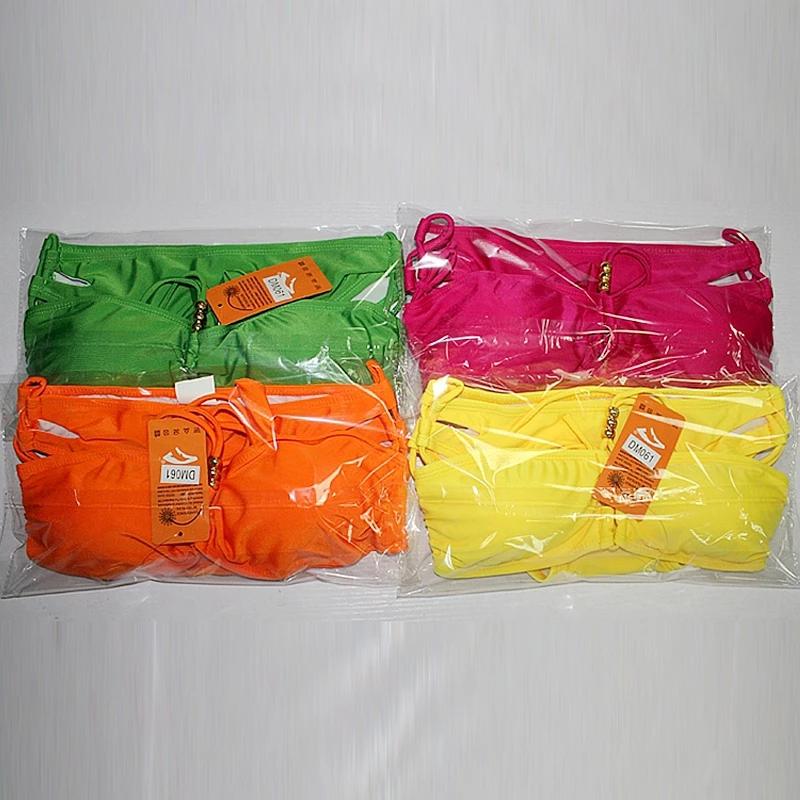 

Hot Swimsuit for Girls Bandeau Bikini Top Beads Neck Halter 2021 Female Bathing Swim Suit Sexy Women Swimwear bikinis 2021 women