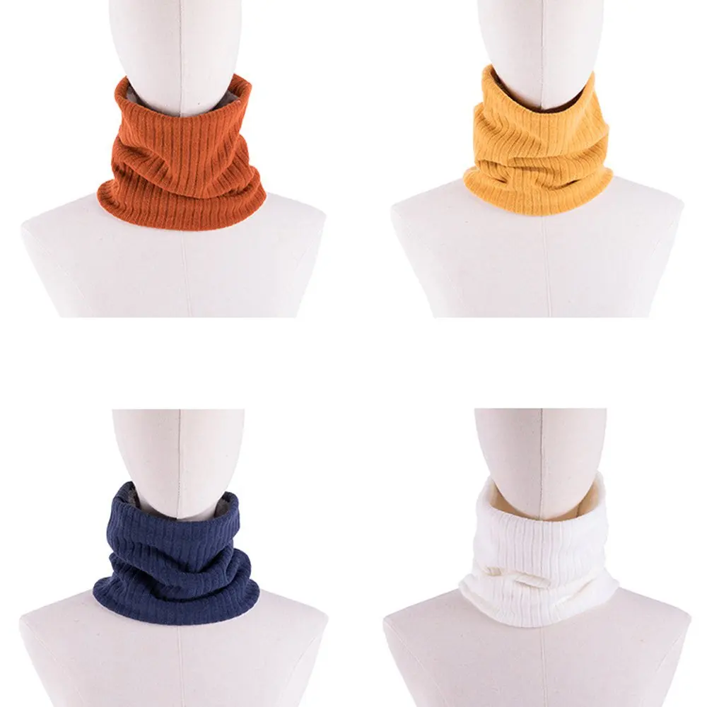 

1 Pcs Solid Color Striped Knitted Plush Neck Warmer Scarf Thick Elastic Soft Sleeve Collar Neckerchief Unisex Winter Outdoor New