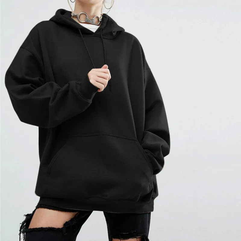 

Fashion Autumn and Winter New Loose Solid Color Hoodie Sports Bat Long-sleeved Sweater Sweater Women oversized sweatshirt