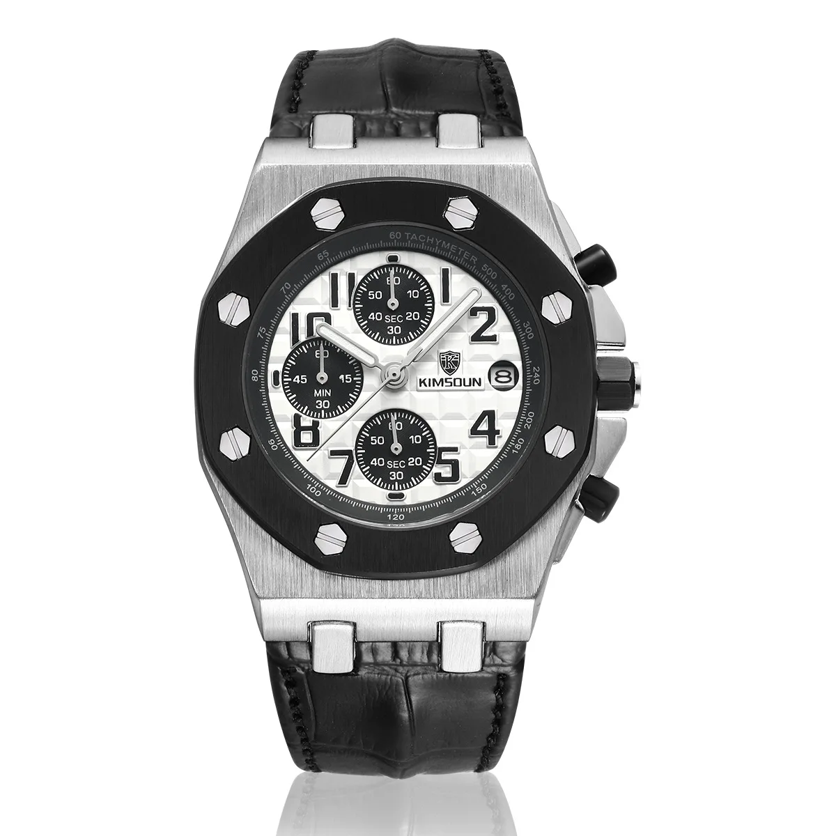 Switzerland Royal Rolexable Japan Miyota кварц часы три глаза многофункциональный синхронизации кожа водонепроницаемый календарь montre homme - Цвет: Белый