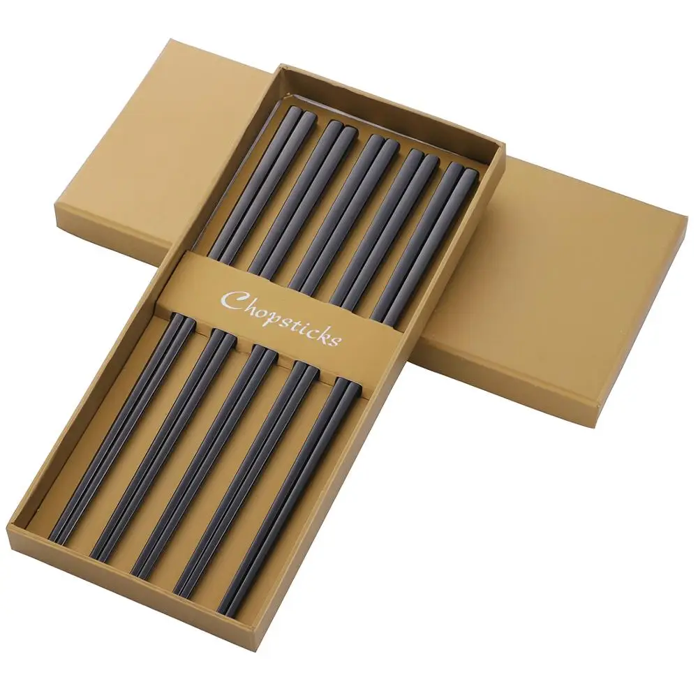 5 Pairs with box 5 пар японские палочки для еды сплав Нескользящие суши-еда набор палочек китайский подарок палочки японские многоразовые палочки для еды - Цвет: 5 Pairs with box
