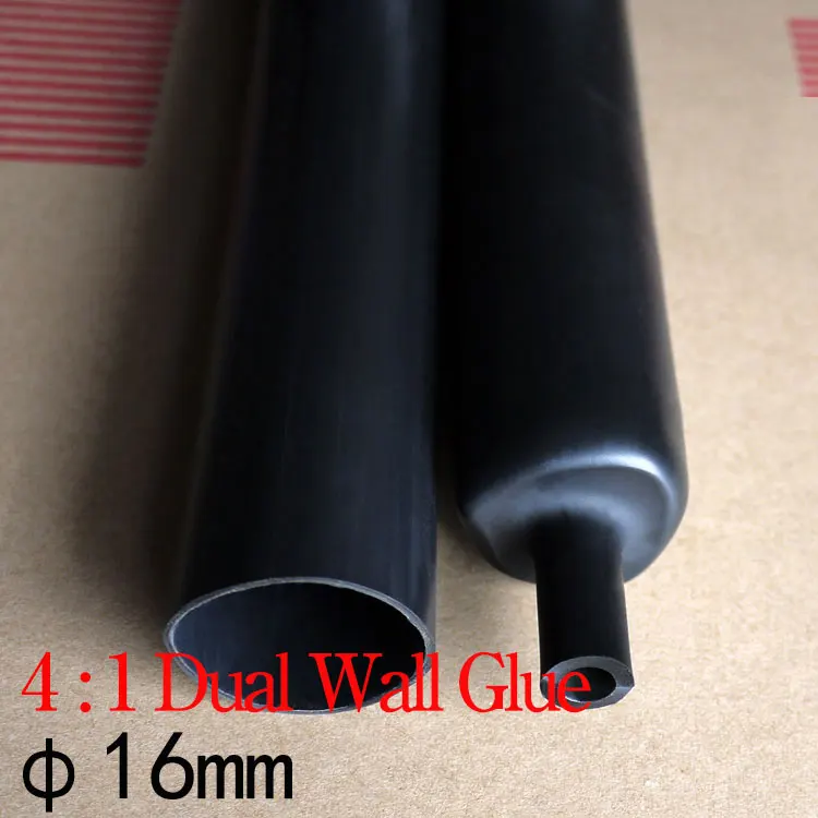 

1M 16mm Diameter PE 4:1 Ratio Heat Shrinking Tube Adhesive Lined Dual Wall With Thick Glue Wire Wrap Waterproof Kit Cable Sleeve