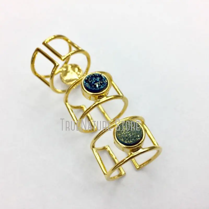 

5 шт. RM12088 Регулируемые кольца, медные ювелирные изделия, ювелирные изделия с кристаллами, двойная упаковка, круглые формы, цвета, титановое п...