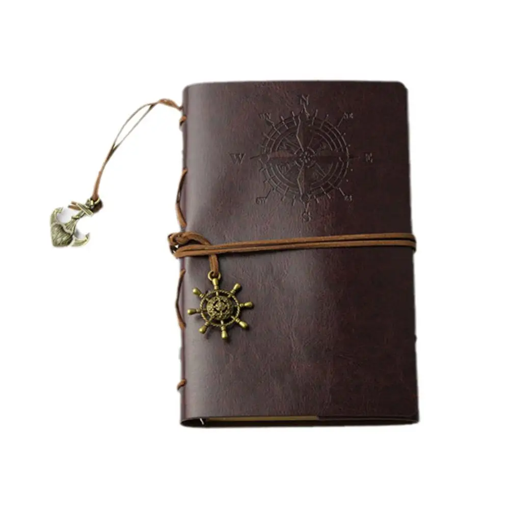 

80 Pages/book Retro Notebook Vintage Pirate Anchors Notepad Gift Stationery Traveler Journal PU Leather Replaceable Y4V0