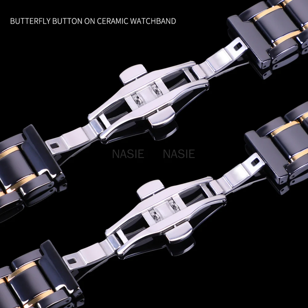 

20 22mm Luxury Ceramic and Stainless Steel Strap for Samsung Galaxy Watch 46mm 42mm Strap For Huawei GT Watch Strap Bracelet