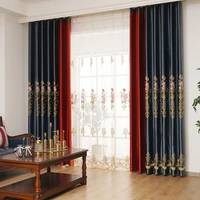curtains for living room dining bedroom new european style jacquard dark chenille blue high shading embroidery windows door