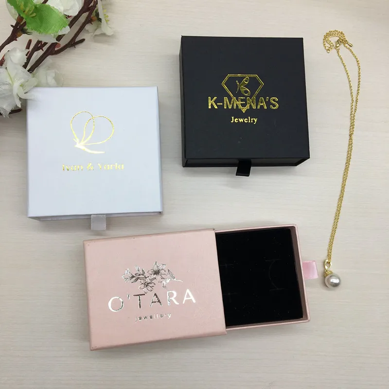 Cajas de Regalo para joyería, embalaje personalizado con logotipo, anillo, collar, pulseras, pendientes, caja de regalo, 100 unids/lote