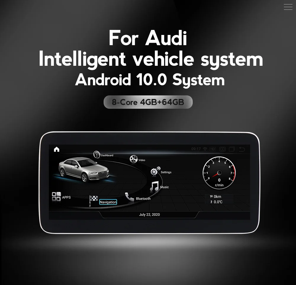 12 5 &quotHD1920*720 Android 10 Автомобильный DVD Радио для Audi A4 S4 A5 2009-2016 зеркальный экран GPS