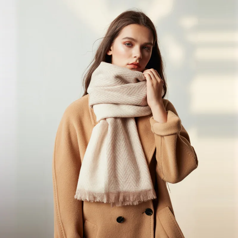 

Новый шерстяной Шарф с блокировкой цвета Женская японская длинная шаль в елочку весна-осень многофункциональный теплый Шарф Bufanda Ф