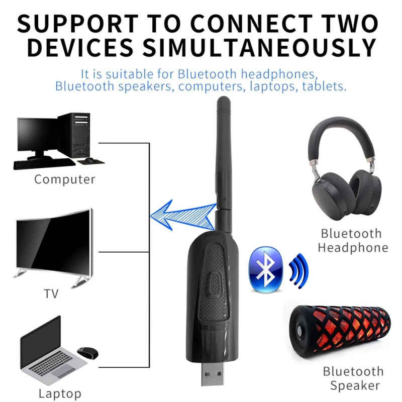 Беспроводной адаптер для аудио передатчика 5 0 Bluetooth Aptx с низкой задержкой ТВ ПК
