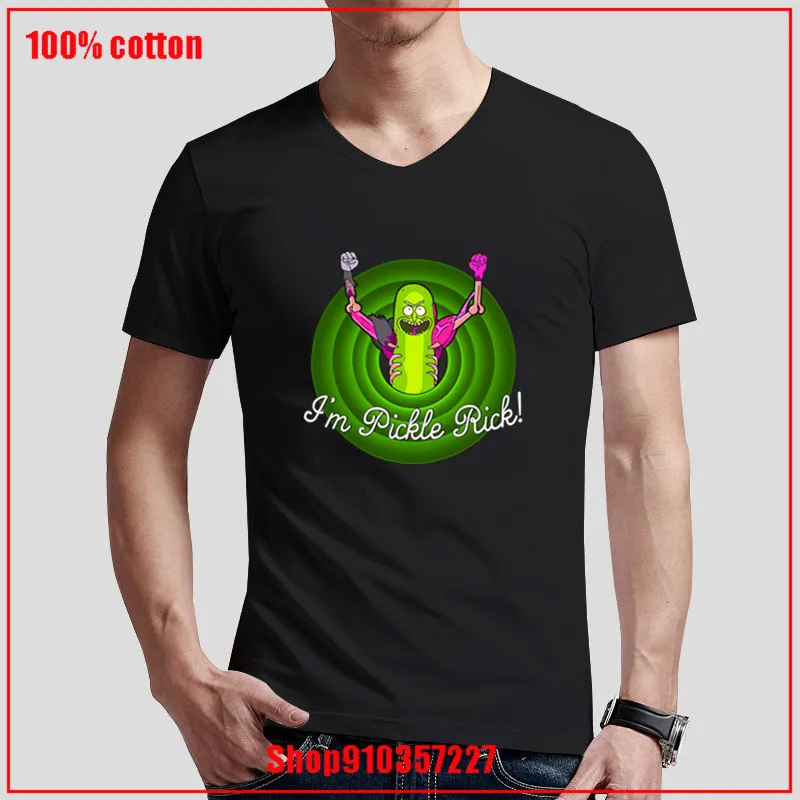 Футболки i am pickle rick футболка с V образным вырезом Рик и Морти высококачественные